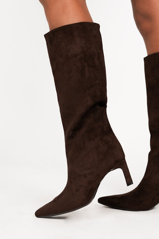 Laarzen met kitten heel suede bruin - Puk