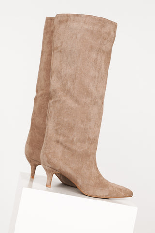 Laarzen met kitten heel suede khaki - Lova