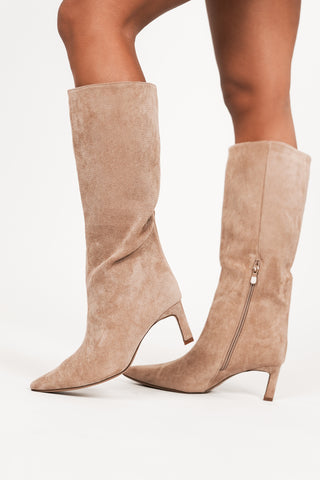 Laarzen met kitten heel suede khaki - Puk