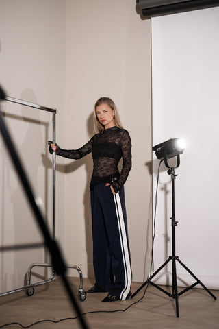 Lace top met split zwart - June