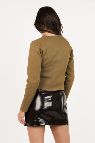 Brown patent leather skirt with pockets - Melody