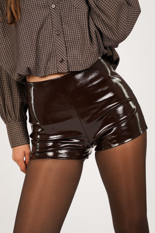 Leatherlook short bruin - Dani