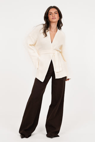 Lange wikkel cardigan creme - Reva