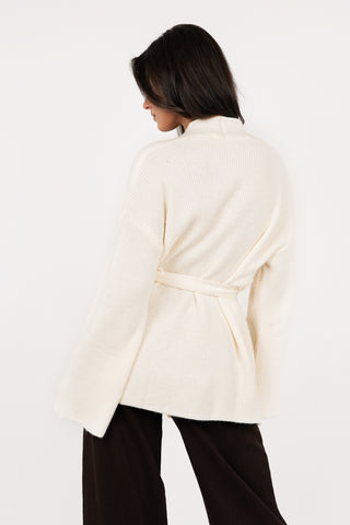 Lange wikkel cardigan creme - Reva