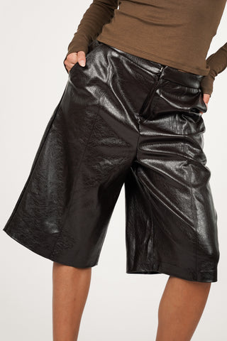 Leatherlook jort bruin - Katie