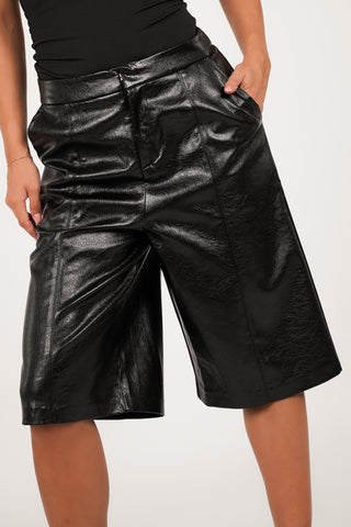Leatherlook jort zwart - Katie