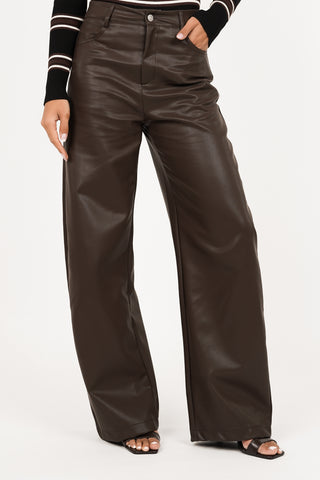 Leatherlook pants bruin - Sita