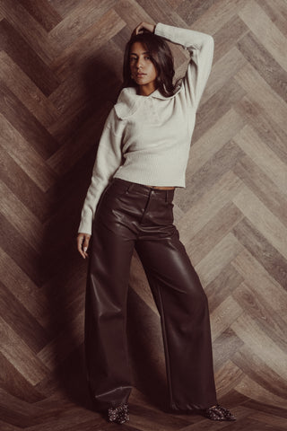 Leatherlook pants bruin - Sita