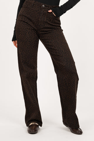 Leopard straight leg jeans bruin - Lolia