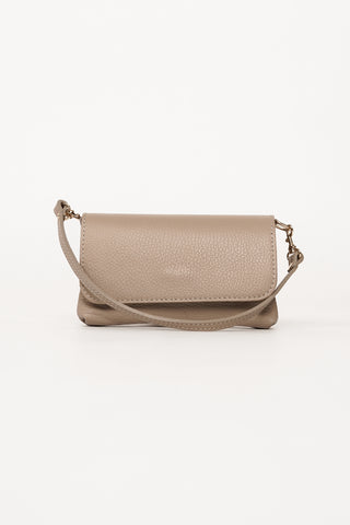 Leren clutch taupe - Axelle