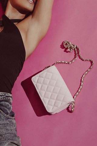 Leren crossbody tas licht roze - Lyla