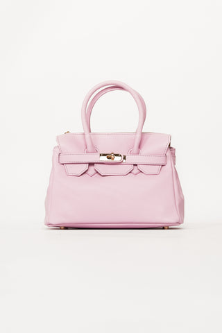 Leren handtas met gouden gesp licht roze - Mandy