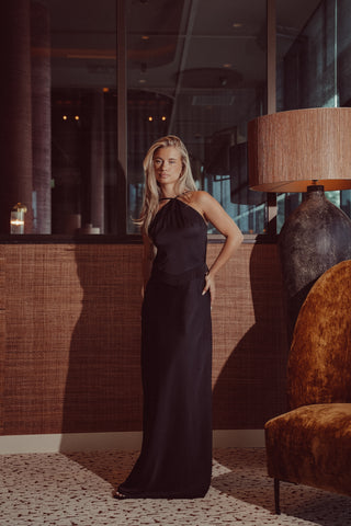 Maxi jurk glanzend zwart - Blossom