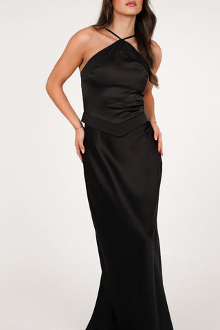 Maxi jurk glanzend zwart - Blossom