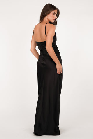 Maxi jurk glanzend zwart - Blossom