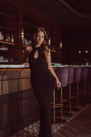 Maxi jurk met cut-out zwart - Cora