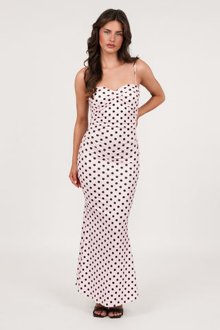 Maxi jurk met stippen roze - Daisy