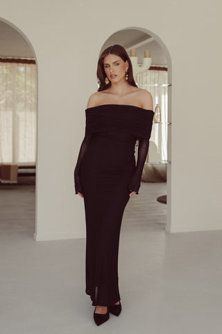 Maxi jurk off shoulder zwart - Beau