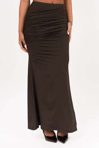 Maxi rok aansluitend bruin - Mikki