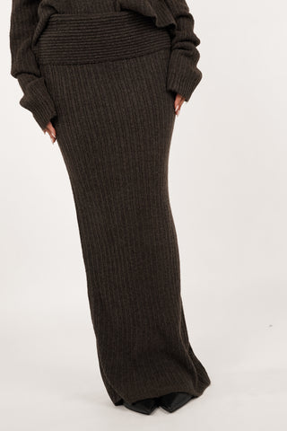 Maxi rok knitted bruin - Marie