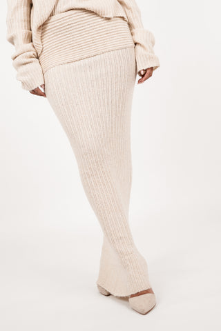 Maxi rok knitted creme - Marie
