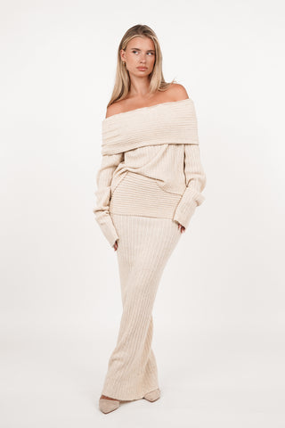 Maxi rok knitted creme - Marie