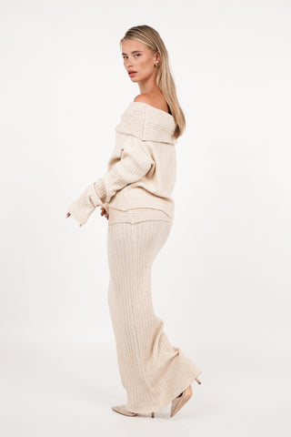 Maxi rok knitted creme - Marie