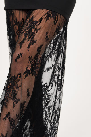 Maxi rok met kant zwart - Amy