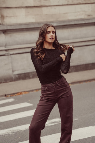 Mesh top met print zwart - Aimee