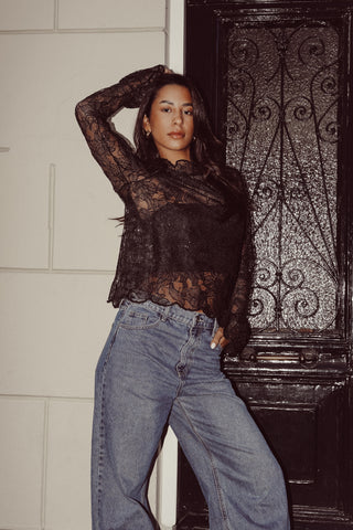 Lace blouse transparent cream - Dunya