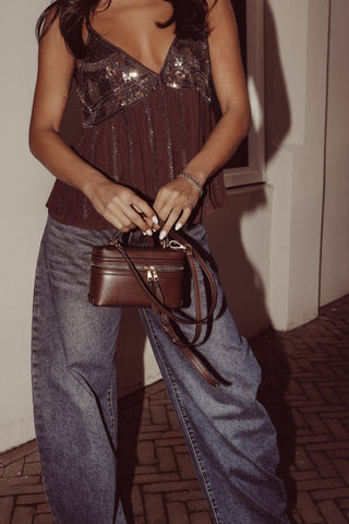 Mini crossbody tas bruin - Nala