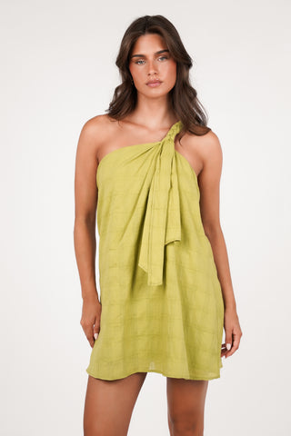 Mini jurkje one shoulder groen - Naomi