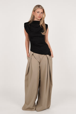 Mouwloze top asymmetrisch zwart - Linde