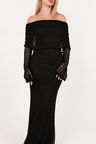 Off shoulder maxi jurk zwart - Niva