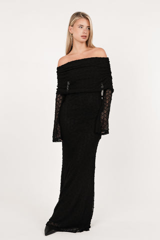 Off shoulder maxi jurk zwart - Niva