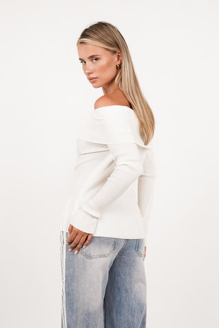 Off shoulder top knopen wit - Harlow