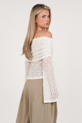 Off shoulder top met kant creme - Aimee