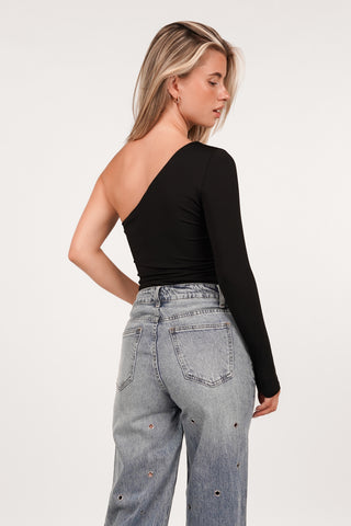 One shoulder body zwart - Selma