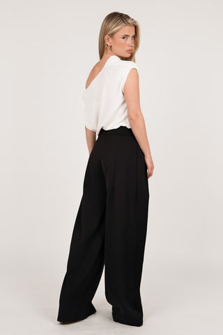 One shoulder top creme met goud detail - Zara