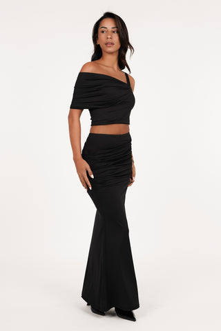 One shoulder top zwart - Bellie