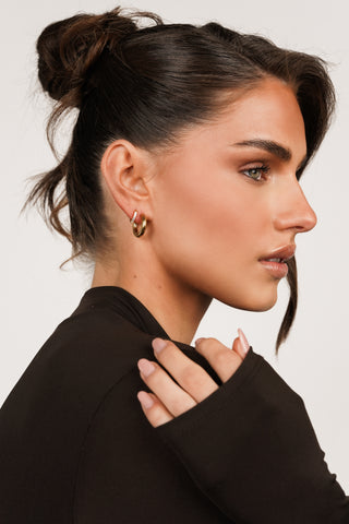 Oorbel single met stenen goud - Beau