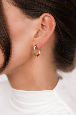 Oorbellen ovaal met diamantjes goud - Zina