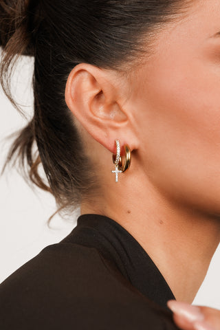 Oorhanger single kruis goud - Celine
