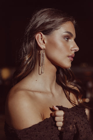 Oorhangers afgerond met strass goud - Kate