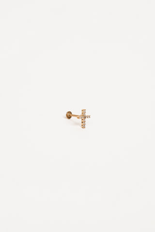 Oorpiercing cross met steentjes goud - Megan