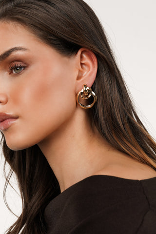 Oorstekers groot met 3 ringen goud - Josha