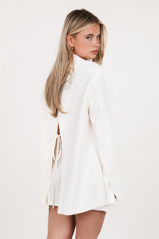 Open back blazer met strikdetail wit - Pip
