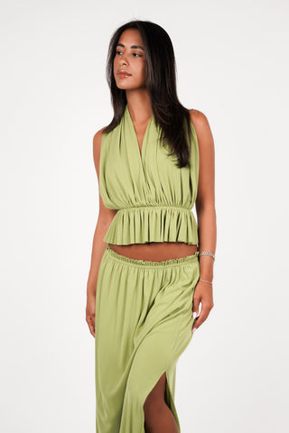 Open back top halter groen - Rowan