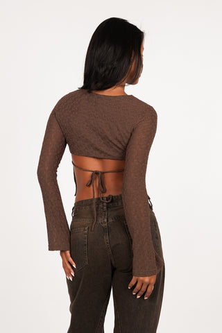 Open back top met mesh bruin - Feline
