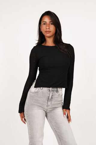 Open back top met mesh zwart - Feline